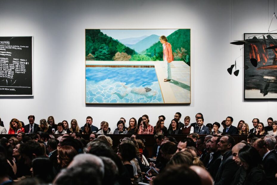 auction displaying hockney painting